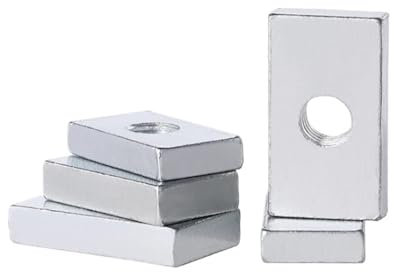 Tuerca de mano Tuercas cuadradas de acero al carbono galvanizado, tuercas rectangulares, tuercas deslizantes delgadas, accesorio de perfil de aluminio, M3, M4, M5, M6 y M8, 5-50 unidades(M4x13x20x3.5m