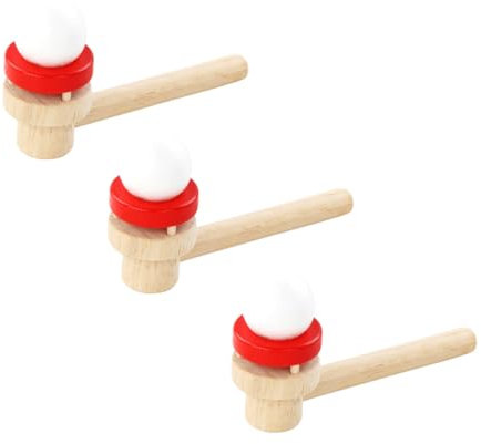 PartyKindom 3stücke Teiliges Holz Pustespielzeug Für Junge Mädchen Schwebende Balancebälle Sichere Runde Form Fördert Körperkontrolle Und Atmung Outdoor-Spielzeug Für Jungen Und Mädchen