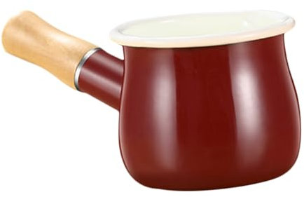 KOCKSHION Pentola Ghisa Smaltata Con Manico e Beccuccio Per Latte e Panna Contenitore Per Latte e Portatile Per Caffè e Cucina Induzione