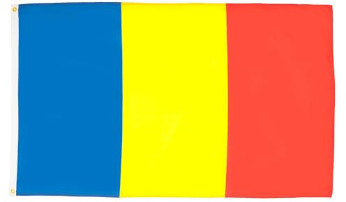 AZ FLAG Set da 2 Bandiere Romania 90x60 cm Poliestere 100D 2 Occhielli | Uso interno ed esterno bandiera decorativa rumena doppie cuciture e bordi rinforzati con occhielli metallici