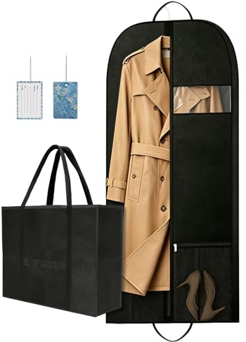 Kleidersack Anzughülle mit Metallöse, Tragbarer Kleidersack 137x60cm | für Businessreisen – Faltbar & robust, Kleiderschutzhülle für Anzug & Hemd, Staubschutz & Mottenfrei, transparente Sicht