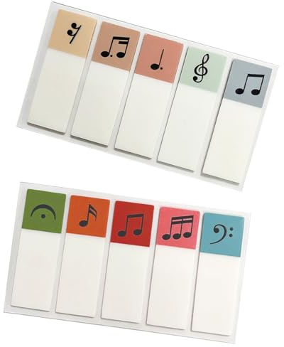 200 Pcs Sticky Tabs Transparent PET Colorful Page Markers Tabs Writable Annotation, Music Note Design for Journaling Index Tabs for Books Office Notes Sticky Tabs Page Markers Set