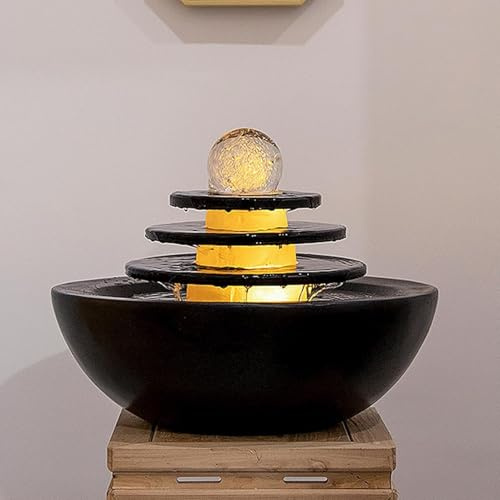 GUAWJRZDP Fountain Spitter, Water Fountain Indoor, Indoor Water Fountains Tabletop, Desktop Waterfall Fountains with Waters Pump, Water Ornaments, Rockery Fountain Landscape(Black)
