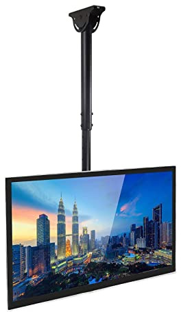 Supporto TV A Soffitto, Staffa Girevole per TV Sospesa, per Schermi Piatti/Curvi, Adatto alla Maggior Parte dei Televisori LCD LED da 37-80 Pollici, Supporto PE，1278-1778MM