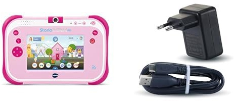 VTech - Storio Max 2.0 Rose, 3 Ans à 11 Ans - Contenu en Français + Adaptateur Secteur Chargeur USB-C
