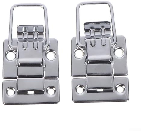 Eawfgtuw Lot de 2 loquets à levier en métal chromé avec mécanisme de verrouillage de coffre et système de fermeture de valise, boîte à outils et coffre