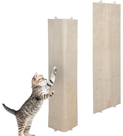 mucHome Katzenkratzbrett aus Natursisal & Plüsch – 80 x 27,5 cm Kratzbrett für Katzen, langlebig & stabil, ideal zur natürlichen Krallenpflege Kratzmöbel für Katzen
