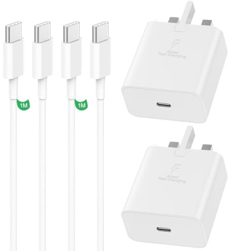 Samsung Fast Charger Plug and Cable 1M for Samsung Galaxy S26 S25 S24 S23 S22 S21 S20 A32 A33 A34 A35 A36 A53 A54 A55 A56 A17 A16 A25 A26 A23 A24, 2Pack Long USBC Charging Lead with USB Type C Plug