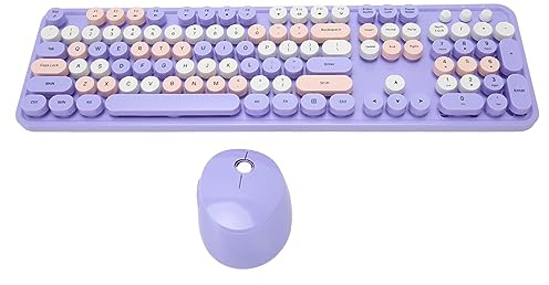 Tomantery Combo de Teclado Inalámbrico y Ratón, Máquina de Escribir Retro, 2,4 GHz, Teclado de Máquina de Escribir de Tamaño Completo, Ratón de 3 dpi Ajustables para 10/8/7/XP/Vista OS, Puerto USB