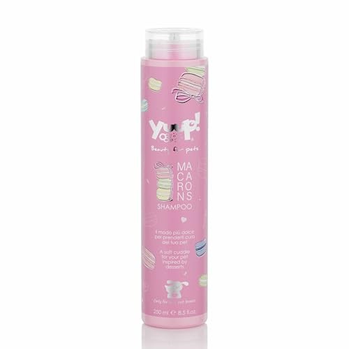 YUUP! Macarons Shampoo 250 ml für Hunde und Katzen, parfümiert, mit Keratin, Vitaminen C + E + Panthenol, Reis- und Milchproteinen sowie Honigextrakt