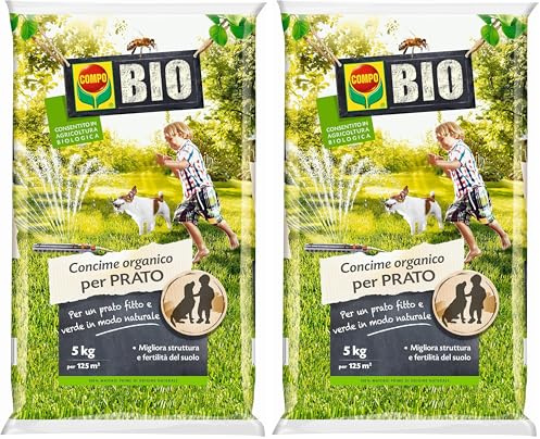 COMPO BIO Concime Organico per Prato, Per Prati Verdi e Fitti in Modo Naturale, 5 kg (Confezione da 2)
