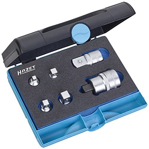 Hazet Adapter Satz 958N/6, 1/4 Zoll (6,3 mm) Vierkant, Je 1 Adapter | Länge 185 mm, Breite 153 mm, Höhe 52 mm, 890 g, Je 1 Adapter, Kunststoff-Kasten 165-S (1/9), Maße: 185 mm x 153 mm x 52 mm