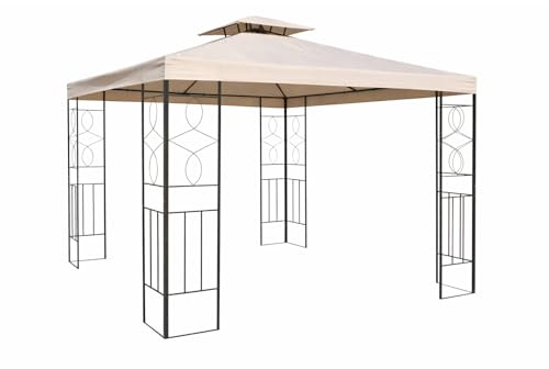 Haushalt International Pavillon/Gartenpavillon 300x300cm Metall schwarz/beige