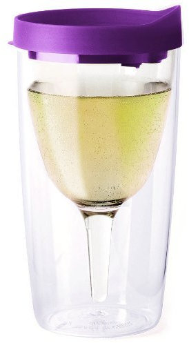 Vino2Go Double Wall Insulated Portable Wine Cup - Perky Purple
