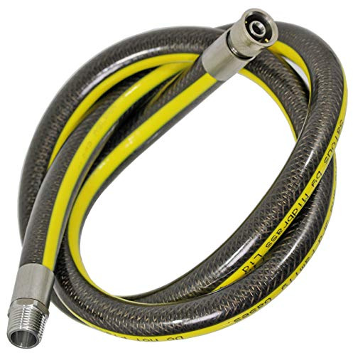 SPARES2GO Universal 'Micropoint' Oven Cooker Gas Supply Hose Pipe (5ft 1/2 inch, Straight Bayonet, BS EN14800 CE)