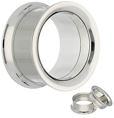 Treuheld® Double Flared Flesh Tunnel | Stahl | Silber | Gewinde