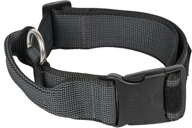 JULIUS K-9 200HA-K-2015 Color & Gray series-K9-Halsband mit Haltegriff, Sicherheitsverschluss und Logo und Sicherheitsverschluss, 50 mm*49-70 cm, verstellbar, schwarz-grau, 50 mm (49-70 cm)
