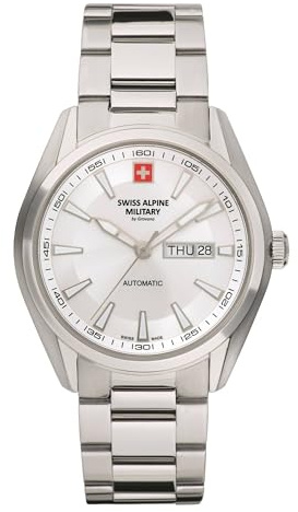 Swiss Alpine Military by Grovana Herrenuhr mit Edelstahlband ETA 2836-2 Automatik Saphirglas 10 ATM DayDate 7090.2132SAM