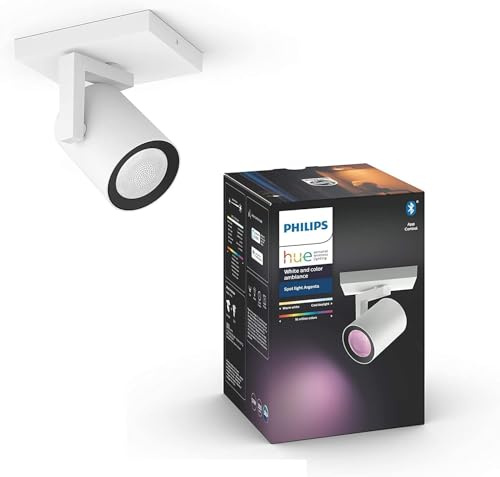Philips Hue White & Color Ambiance Argenta LED 1er Spot (350 lm), dimmbare Deckenlampe für das Hue Lichtsystem mit 16 Mio. Farben, smarte Lichtsteuerung über Sprache und App, weiß, alte Generation