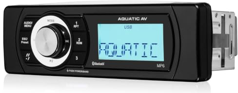 Aquatic AV Model MP6 Shallow Mount Bluetooth and USB Waterproof Spa Stereo, Built-in 288W Amplifier, Supports Up To 8 Speakers, Rotary Knob Control; Supports Bluetooth, USB, MP3, DAB+, AM/FM, Aux