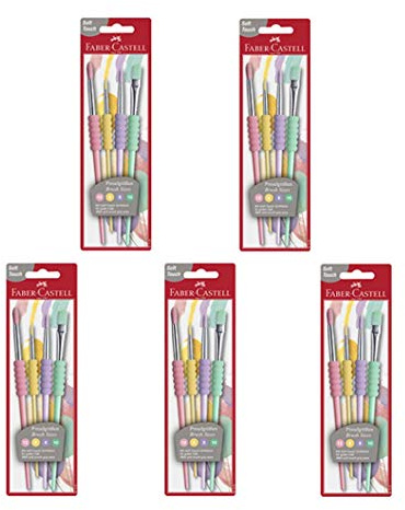 Faber-Castell - Juego de pinceles (4 unidades, mango blando), color pastel, Pinselset Pastell, multicolor, 1