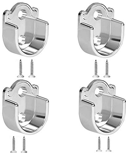 Aoukeyller 4 Pieces Zinc Alloy Wardrobe Closet Rod Bracket with Screw for Shower Curtain Rod Pole End Supports Wardrobe Hanging Rail Rod End (19mm)