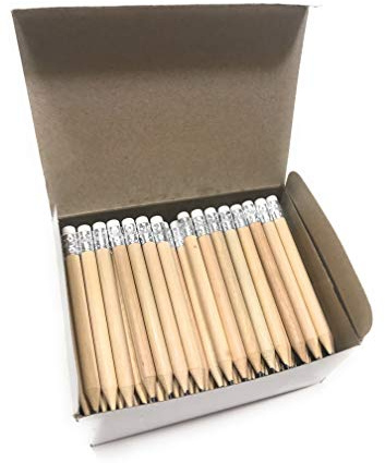 100 mini matite corte con gomma per cancellare