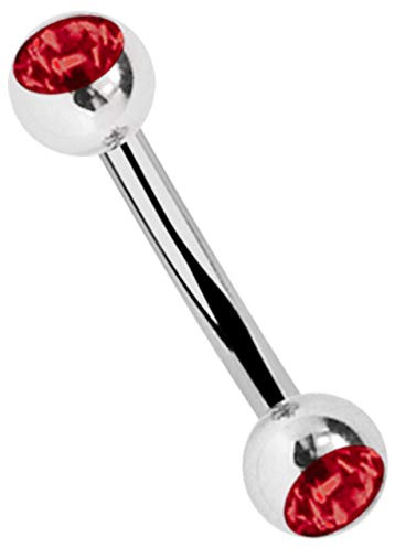 Titan Piercing Schmuck Banane in 1,6 mm mit 2 Steinkugeln