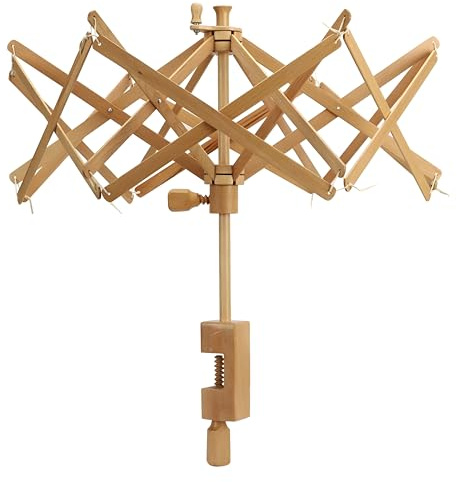 Brainmart Swift Umbrella Swift - Avvolgitore per filato in legno, per lavori a maglia e uncinetto, XL, resistente, in legno naturale da spiaggia, realizzato a mano, può contenere matassa fino a una