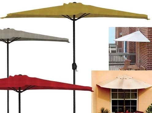 PEBSHOP Ombrellone in Alluminio da Muro Mezzaluna (Colore Grigio)