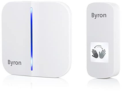 Byron Wireless Portable Doorbell Set, Touch Free Door Push, Wave Sensor, 100m Range White, DBY-23431
