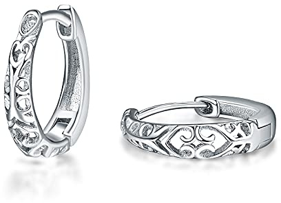 TANGPOET Filigrane Creolen für Frauen 925 Sterling Silber Runder Ohrringe Kleiner Kreis Kreolen Geburtstag Schmuck Geschenke für Mädchen Freundin Damen Mutter