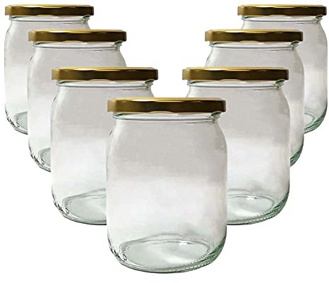 DIAH DO IT AT HOME 16x 540ml Empty Glass Mason Jars with Metal Twist Lids - Clear Airtight Food Storage Containers for Canning Jams, Honey, Pickles, Relish & DIY Kitchen Organization (Set of 16)
