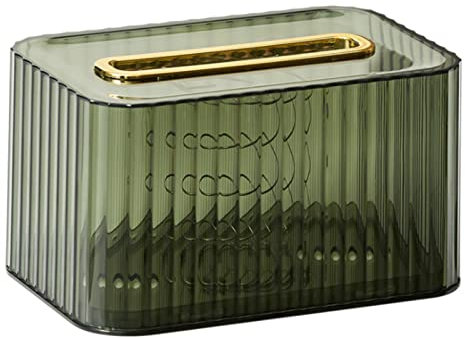 Taschentuch Aufbewahrungsbox Kristall Papiertuch Behälter Rechteckig KosmetiktücherboxHandtücher mit unterer Feder Spender Halter für Zuhause, Büro, Auto 18 * 12 * 10.2cm (Transparentes Grün)
