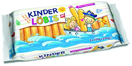 Kinder Löbis, Löffelbiskuits ohne Zuckerkruste, leckere Kinderkekse, Doppelpack 200g (2 x 100g)