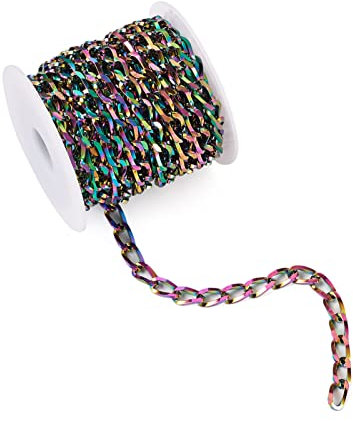 Cheriswelry 4,6 m gedrehte Ketten, 304 Edelstahl, ungeschweißte Panzerkette mit Spule für DIY-Schmuck, Armband, Halskette, Choker-Herstellung
