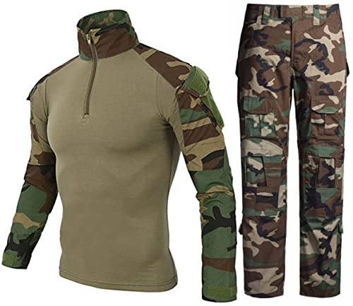 Uugood Combat Shirt Pant Tactical Anzüge Armee Militär T-Shirt Paintball Ausrüstung Taktische Kleidung Bundeswehr Langarm Multicam Uniform für Airsoft Paintball Jagd