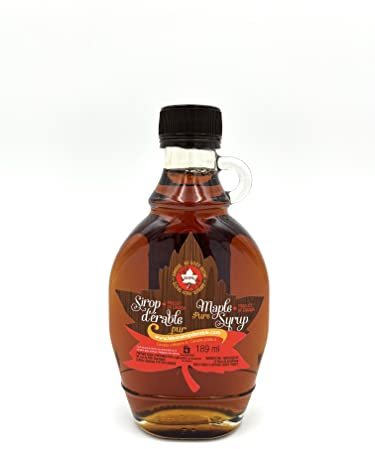 Sirop d'érable ambré du Canada pur à 100% dans une bouteille anse - 189 ml - Les trésors d'érable
