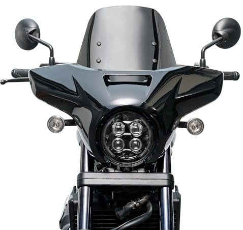 Motorcycle Headlight Fairing Cover with 9.75 Windshield Fit for Rebel CMX 1100 2021-2026 Windscreen Headlamp Cowl (Gloss Black+Dark Smoke)