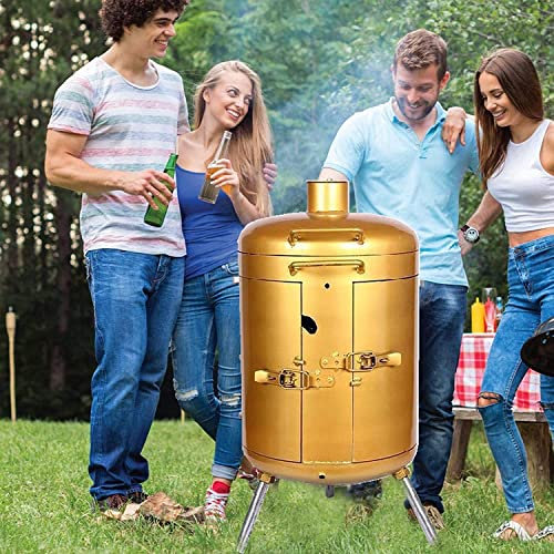 NEWCES Sicherheitszertifizierung Luxus-Grills & Smoker Holzkohlegrills Holzkohlegrills Freistehende Grills Grill-Smoker-Kombinationen for das Kochen und Essen im Freien Golden