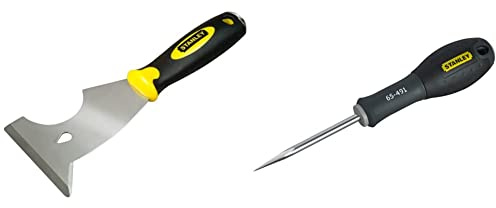 Stanley 0-28-206 Riflard Outil 5 en 1 multifonctions, Multicolore, 76 mm & 0-65-491 Poinçon Diamètre 5 X 75 Mm Gamme FatMax - Lame En Acier Grande Résistance - Poignée Soft-Grip Plus Ergonomique