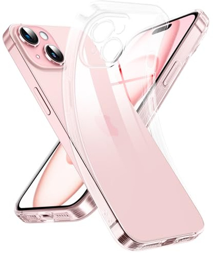 Supdeal Crystal Clear Hülle für iPhone 15, Niemals gelb mit Kameraschutz, Silikon Durchsichtig Handyhülle Weicher Passform, Ultra Dünn und Leicht Case Cover, 6,1, Transparent