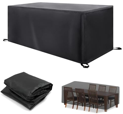 HYFBH Schutzhülle Gartenmöbel Winterfest, 360x70x90cm/LxBxH 420D Oxford Gewebe Abdeckung für Gartenmöbel, Wasserdicht Anti-UV Abdeckplane Gartenmöbel für Gartentische Terrassenmöbel Rechteckig