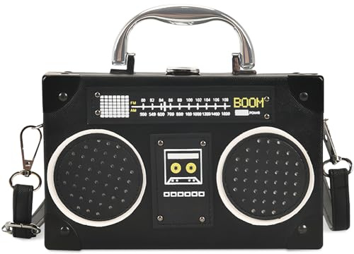PRITOK Retro Umhängetasche Kassette Handtasche Radio Handtasche, Kassetten Schultertasche, Frauen für Trendige Geldbörse, Schräge Schultertasche für 80er 90er Jahre Disco Party Dekoration (type 1)