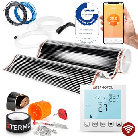 Termofol Elektrische Fußbodenheizung Heizfolie 230V mit Thermostat WIFI - Leistung 80 W/m2 - Oberfläche 38m² - Fussbodenheizung Elektrisch Komplettset fur Fußboden Wand oder Deckenheizung