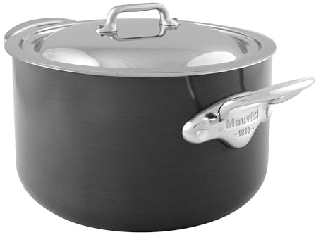 Mauviel M'Stone 3 Hard Anodized Nonstick Stewpan With Stainless Steel Lid, Cast Stainless Steel Handles, 6.7-Qt, Made In France