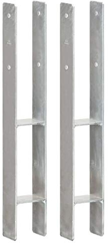 Brokky Fence Anchors 2 pcs Silver 8x6x60 cm Galvanised Steel,Fence Posts Support U Type Pergola Brackets Extender Foot Shaped Concrete in U Heavy Duty Posts Anchor Tool Spikes Steel Galvanised