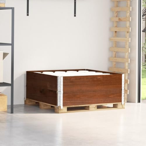 Homgoday Paletten-Aufsatzrahmen 2 STK. Palettenrahmen Holzrahmen Hochbeet Gartenbeet Stapelbar Faltbar, für Pflanzen, Blumen, Gemüse Braun 100x100 Massivholz Kiefer