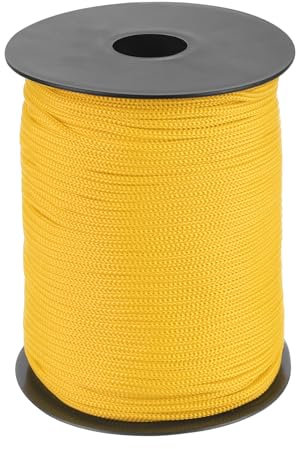 QUARKZMAN Corda Intrecciata in Polipropilene da 3mm, 100m Corda in Nylon Corda Cava per Stendibiancheria, Campeggio, Escursionismo, Esterno, Giallo Chiaro