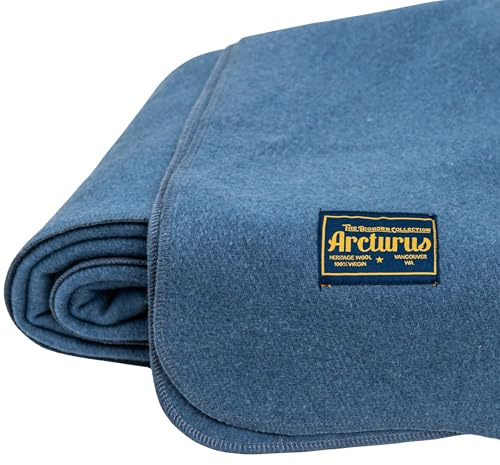 Arcturus Bighorn 100% Virgin Wool Blanket | Heirloom-Quality Wool Bedding for Home & Cabin | Warm, Thick & Durable (Queen Size, Steel Blue)